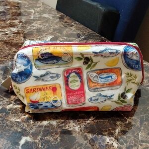 NWOT Wondering Moon Sardine Print Zipper Top Makeup Bag